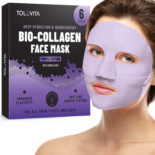 Bio-Collagen Overnight Face Mask, Hydrating & Nourishing Sheet Mask, 6 masks