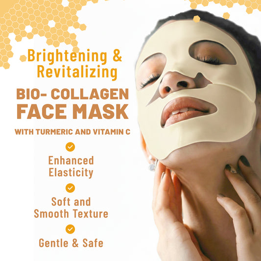 Bio-Collagen Overnight Face Mask, Brightening & Illuminating Sheet Mask with Turmeric & Vitamin C, 6 Masks