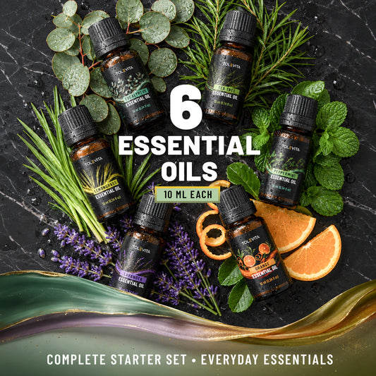 Essential Oils Set, Aromatherapy Oils for Diffusers, Humidifiers, Massage, Candle Making & Soap Making, 6 x 10 ml