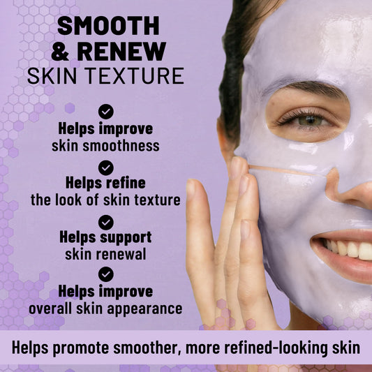 Bio-Collagen Hydrogel Face Mask Purple Edition, Hydrating & Nourishing Mask with Collagen, Hyaluronic Acid & Niacinamide, 6 masks