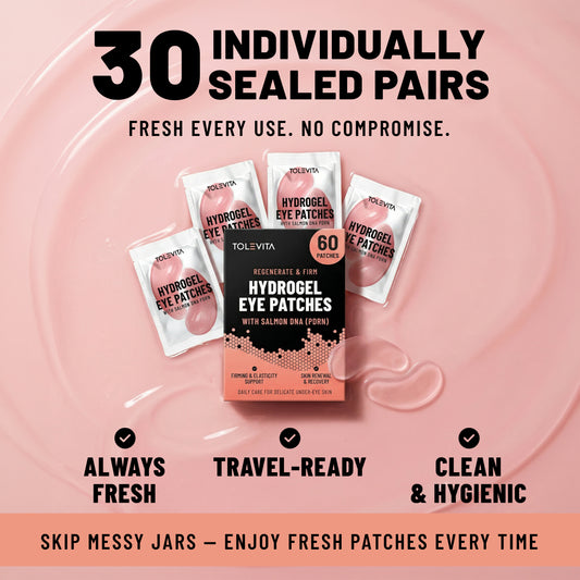 Hydrogel Eye Patches, Regenerating & Firming Under Eye Masks with Salmon DNA (PDRN), 60 Patches