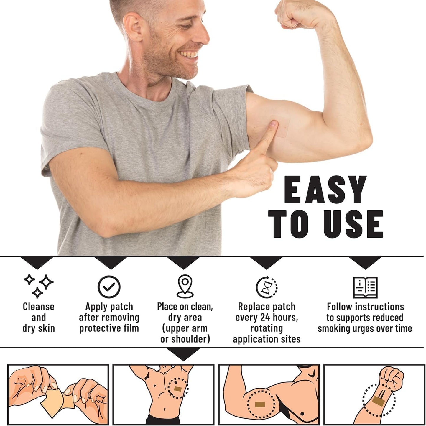 Anti-Smoke Herbal Patches Transparent, Quit Smoking Aid to Reduce Cravings, 30 Patches