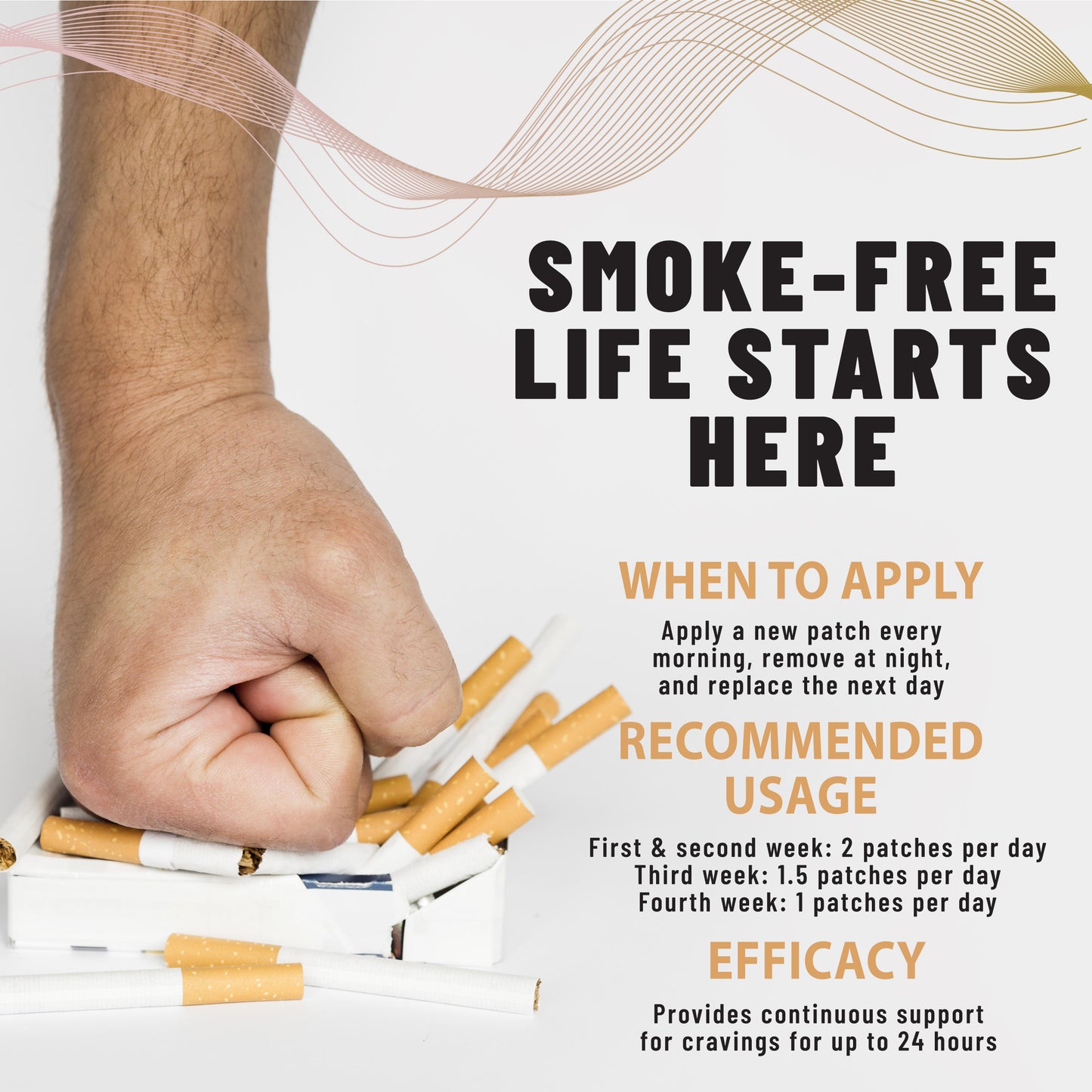 Anti-Smoke Herbal Patches to Help Reduce Cravings | Beige Non-woven fabric 30 patches