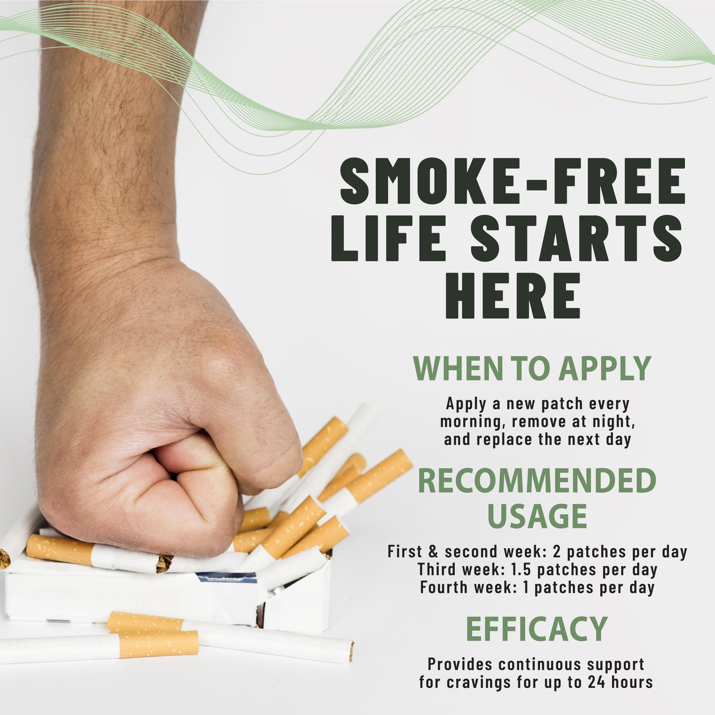 Anti-Smoke Herbal Patches to Help Reduce Cravings |  Circle Shape 7mg (Green), 30 patches