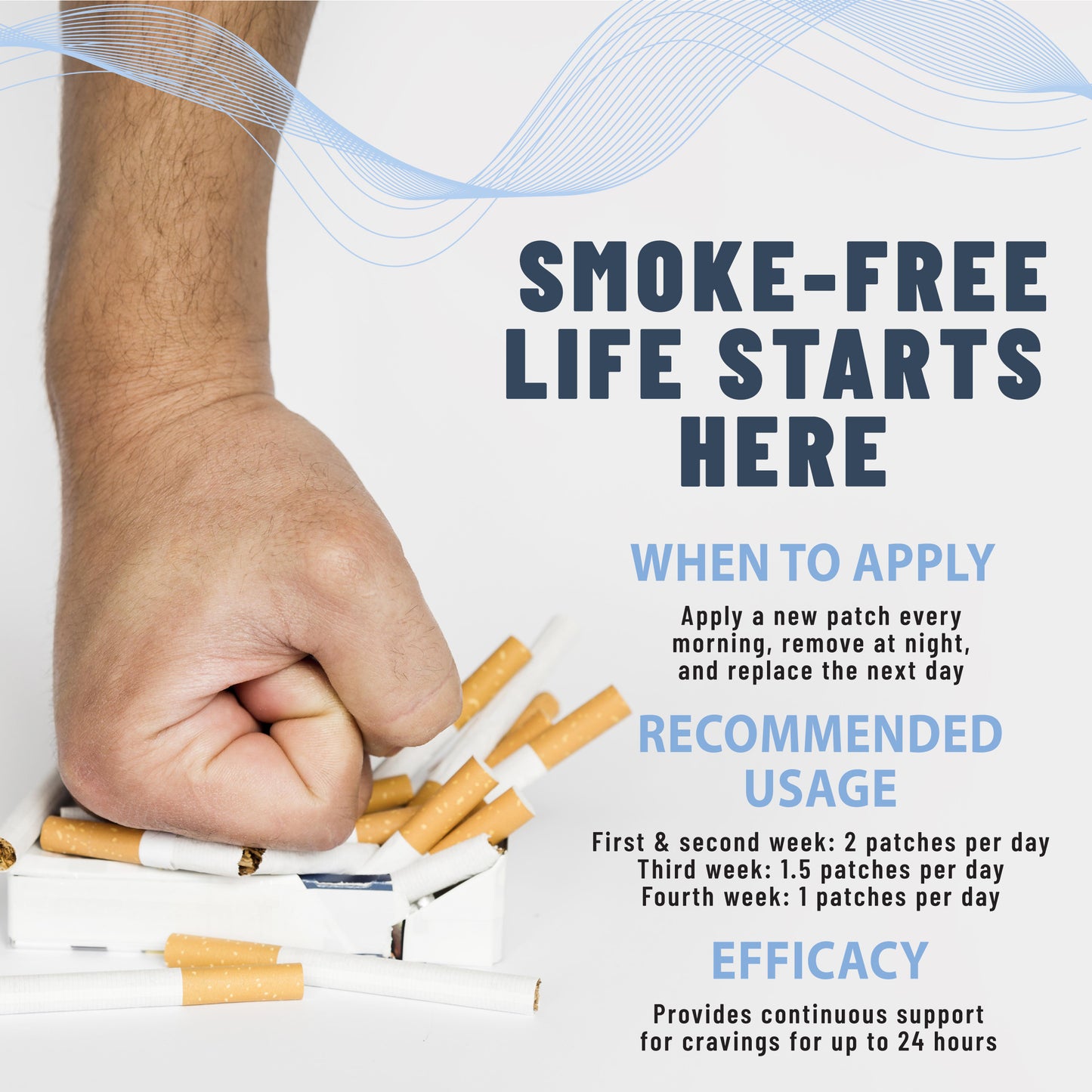 Anti-Smoke Herbal Patches to Help Reduce Cravings |  Circle Shape 3mg (Blue), 30 patches