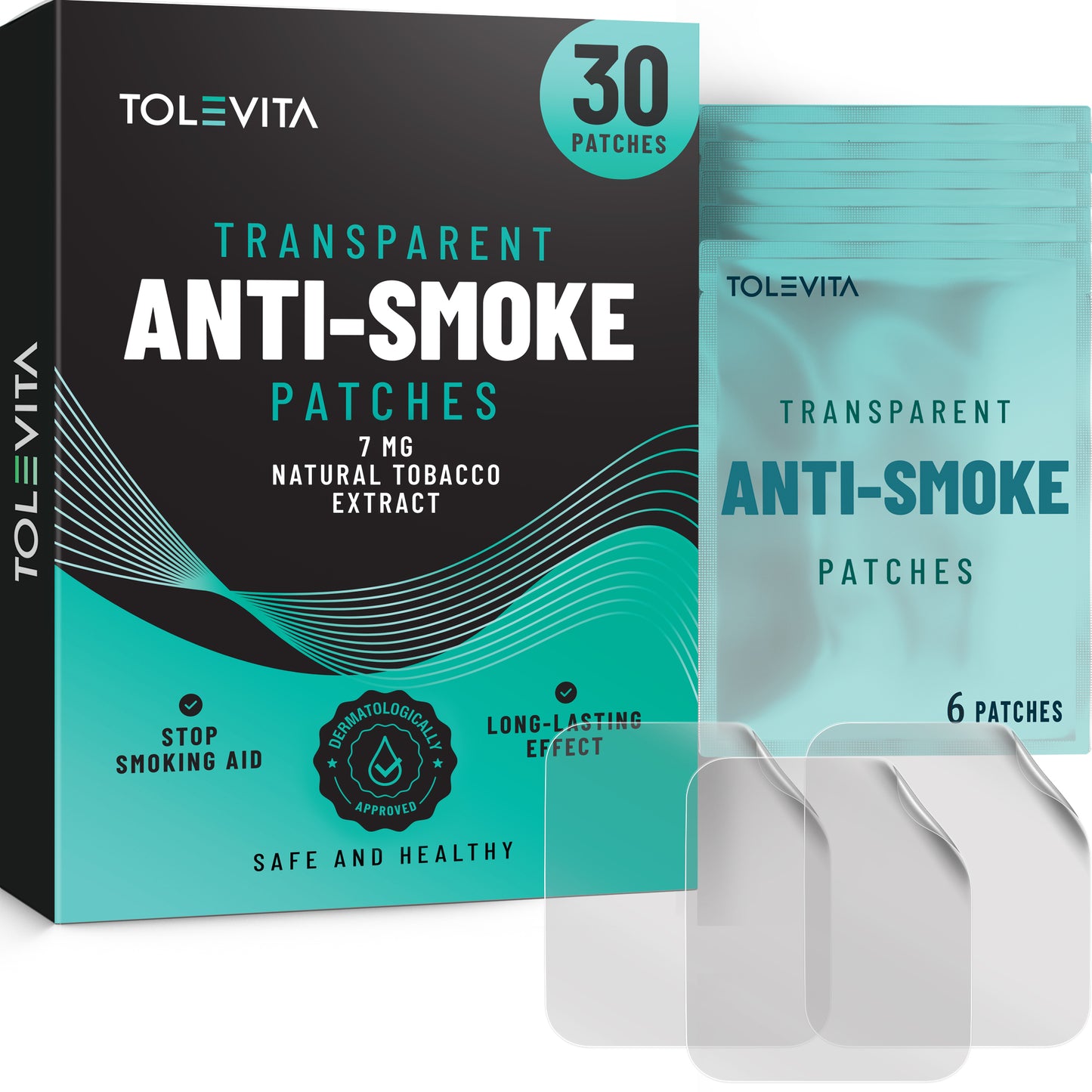 Anti-Smoke Herbal Patches Transparent, Quit Smoking Aid to Reduce Cravings, 30 Patches