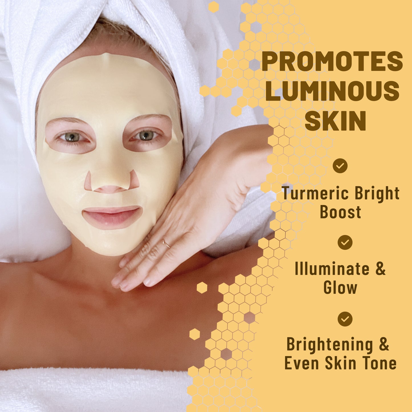 Bio-Collagen Overnight Face Mask, Brightening & Illuminating Sheet Mask with Turmeric & Vitamin C, 6 Masks
