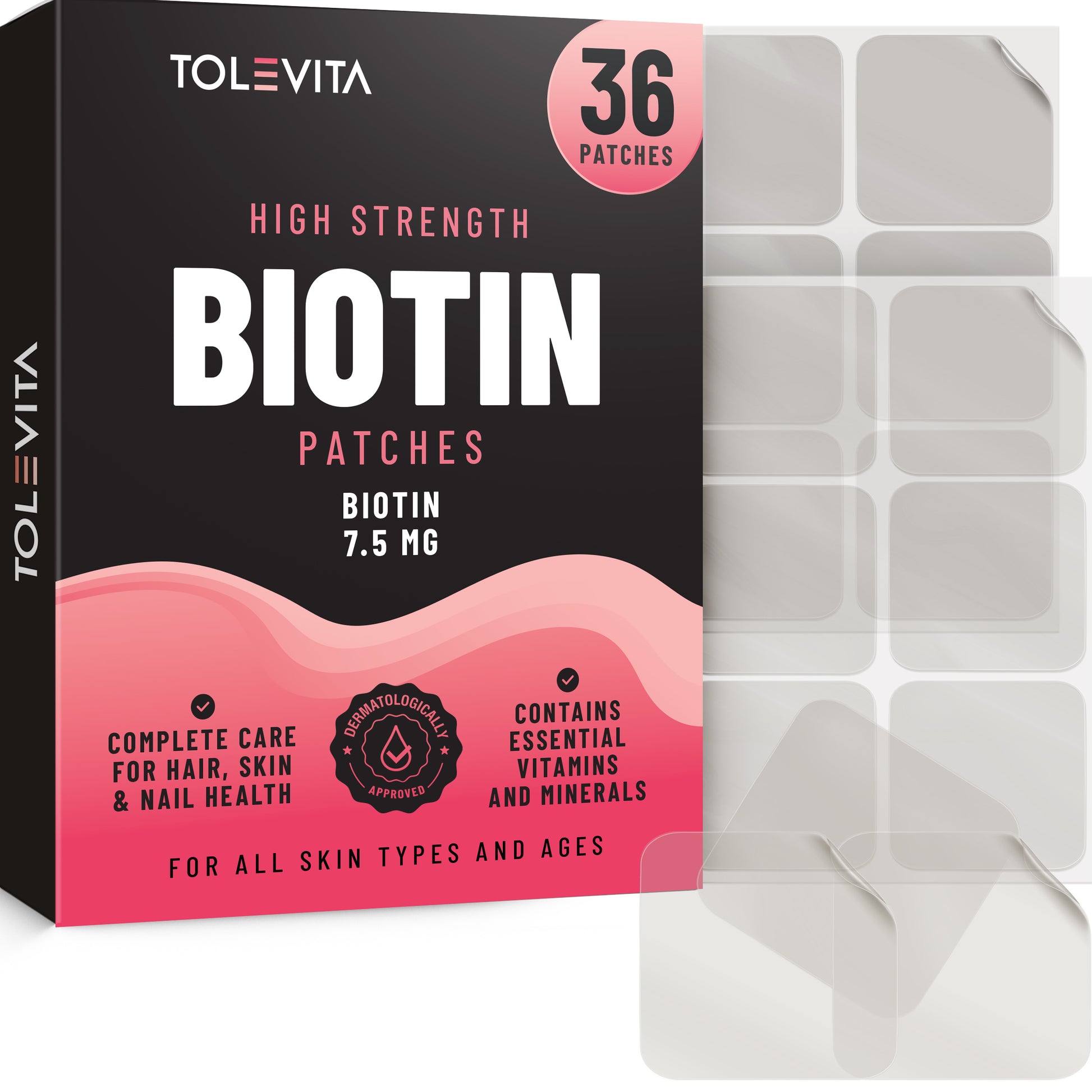 Biotin Patches - 36 Pcs | 7.5 mg Biotin with Essential Vitamins - 36 P ...