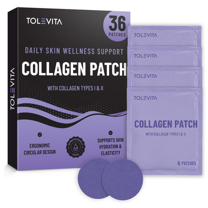 Collagen Patches, Daily Skin Wellness & Hydration Support with Collagen Types I & II, Hyaluronic Acid & Vitamin C, 36 Patches
