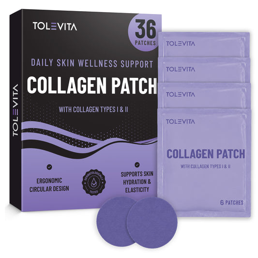 Collagen Patches, Daily Skin Wellness & Hydration Support with Collagen Types I & II, Hyaluronic Acid & Vitamin C, 36 Patches