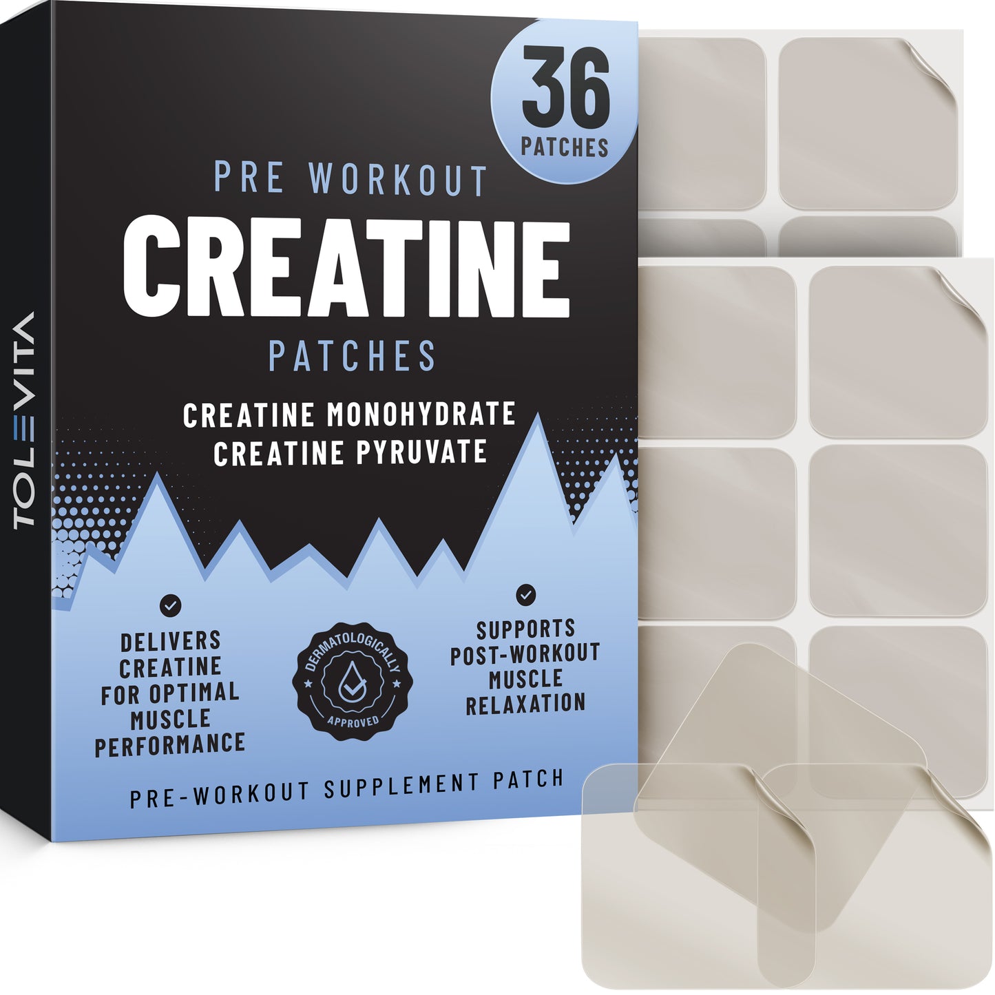 Pre Workout Creatine Patches | Creatine Monohydrate & Pyruvate  - 36 Pcs