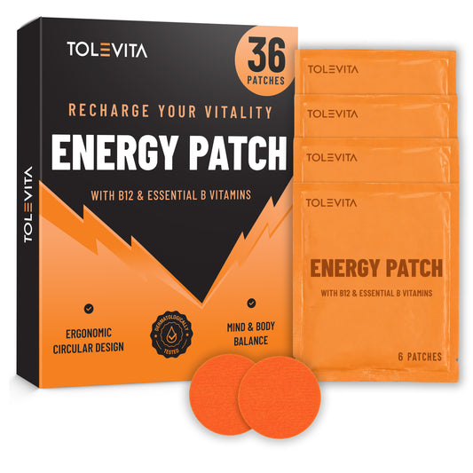 Energy Patches, Vitality & Focus Support with Vitamin B12 & Essential B-Complex Vitamins, 36 Patches