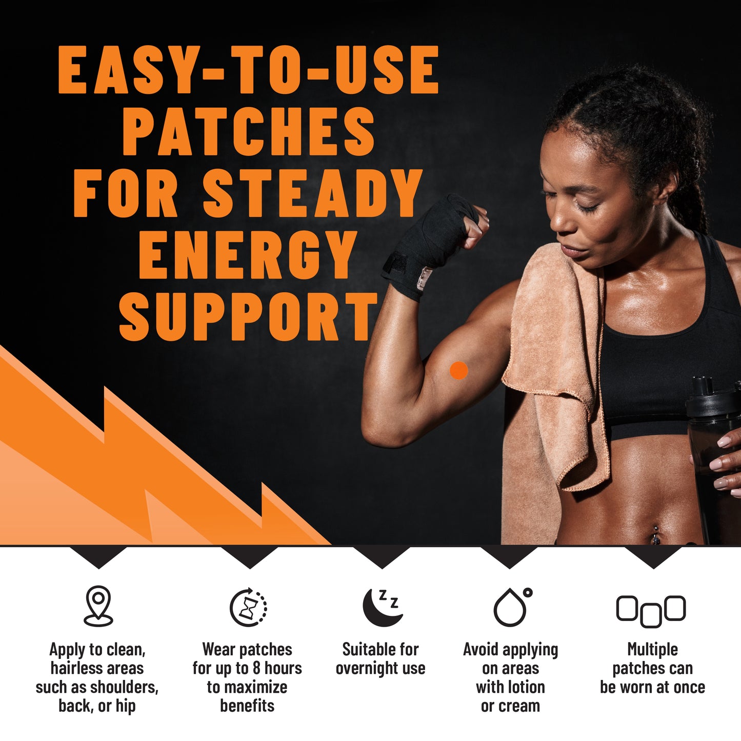 Energy Patches, Vitality & Focus Support with Vitamin B12 & Essential B-Complex Vitamins, 36 Patches