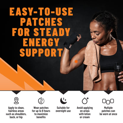 Energy Patches, Vitality & Focus Support with Vitamin B12 & Essential B-Complex Vitamins, 36 Patches