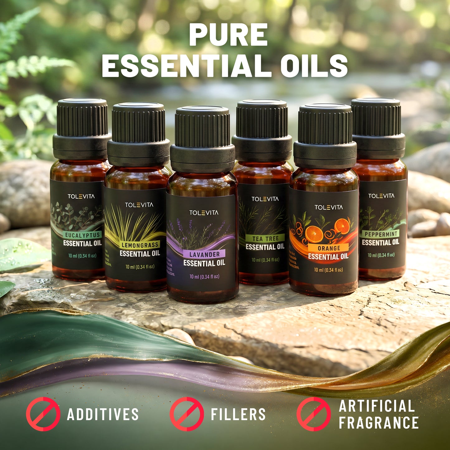 Essential Oils Set, Aromatherapy Oils for Diffusers, Humidifiers, Massage, Candle Making & Soap Making, 6 x 10 ml