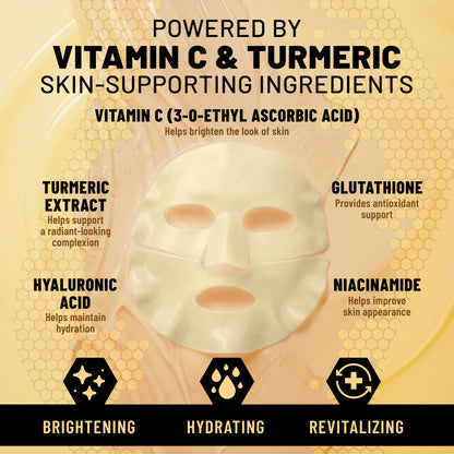 Bio-Collagen Hydrogel Face Mask, Brightening & Illuminating Mask with Turmeric & Vitamin C, 6 Masks