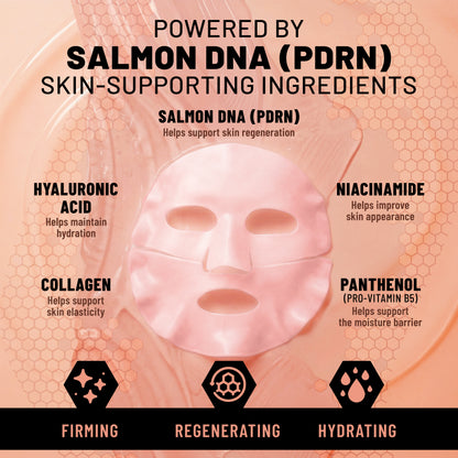 Bio-Collagen Hydrogel Face Mask, Regenerating & Firming Mask with Salmon DNA (PDRN), 6 Masks