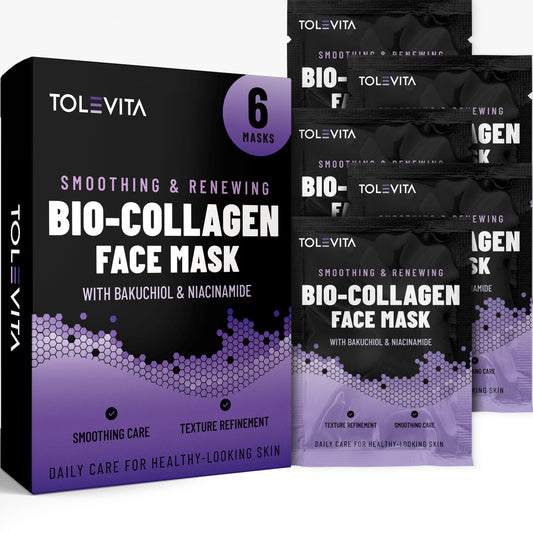 Bio-Collagen Hydrogel Face Mask, Smoothing & Renewing Mask with Bakuchiol & Niacinamide, 6 Masks