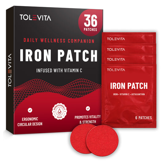 Iron Patches, Daily Vitality & Strength Support with Iron, Vitamin C & Folate, 36 Patches
