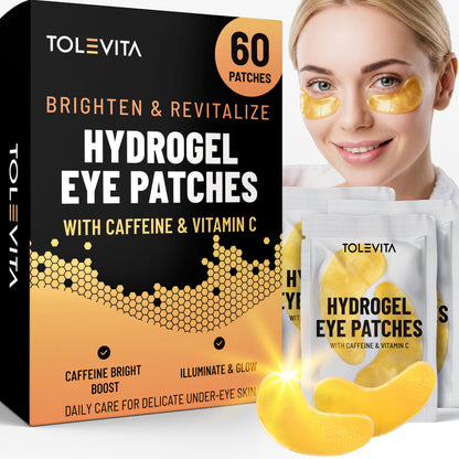 Hydrogel Eye Patches, Brightening & Revitalizing Under Eye Masks with Caffeine & Vitamin C, 60 Patches