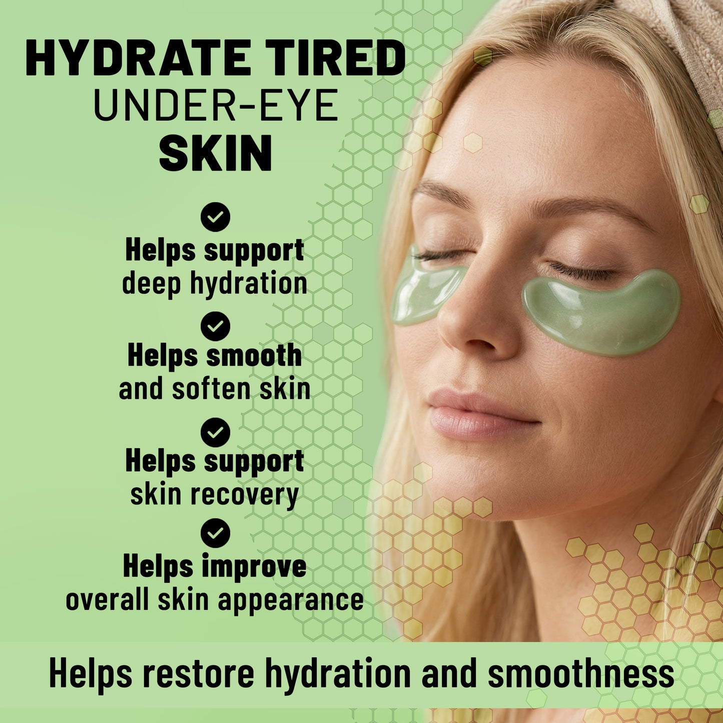 Hydrogel Eye Patches, Hydrating & Repairing Under Eye Masks with Snail Mucin & Hyaluronic Acid, 60 Patches