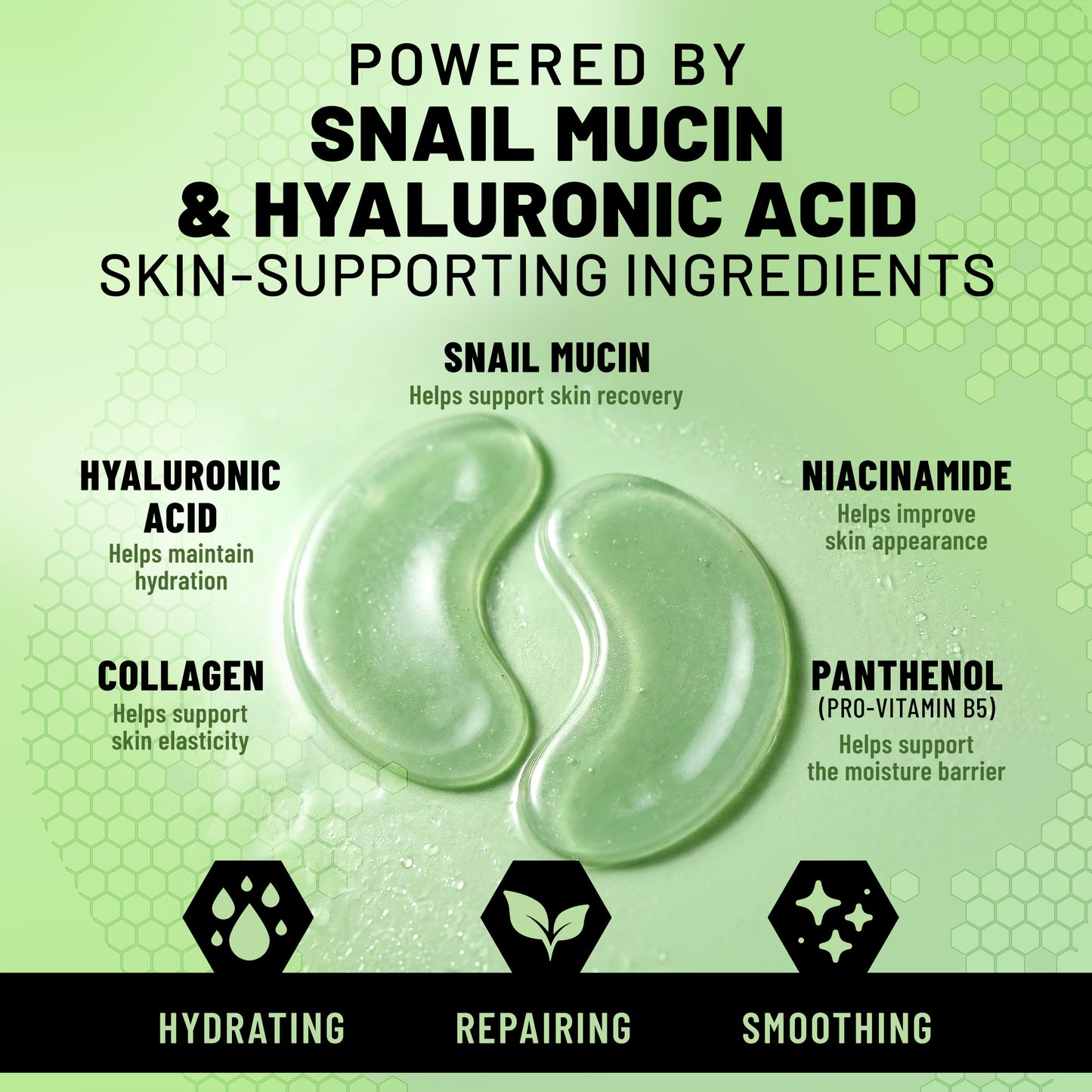 Hydrogel Eye Patches, Hydrating & Repairing Under Eye Masks with Snail Mucin & Hyaluronic Acid, 60 Patches