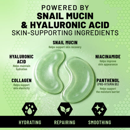 Hydrogel Eye Patches, Hydrating & Repairing Under Eye Masks with Snail Mucin & Hyaluronic Acid, 60 Patches