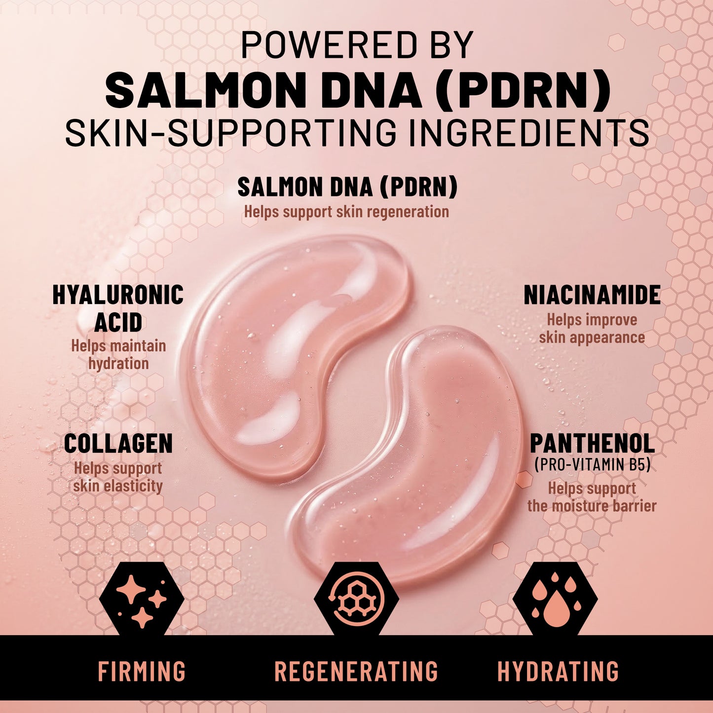 Hydrogel Eye Patches, Regenerating & Firming Under Eye Masks with Salmon DNA (PDRN), 60 Patches