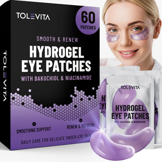 Hydrogel Eye Patches, Smoothing & Renewing Under Eye Masks with Bakuchiol & Niacinamide, 60 Patches