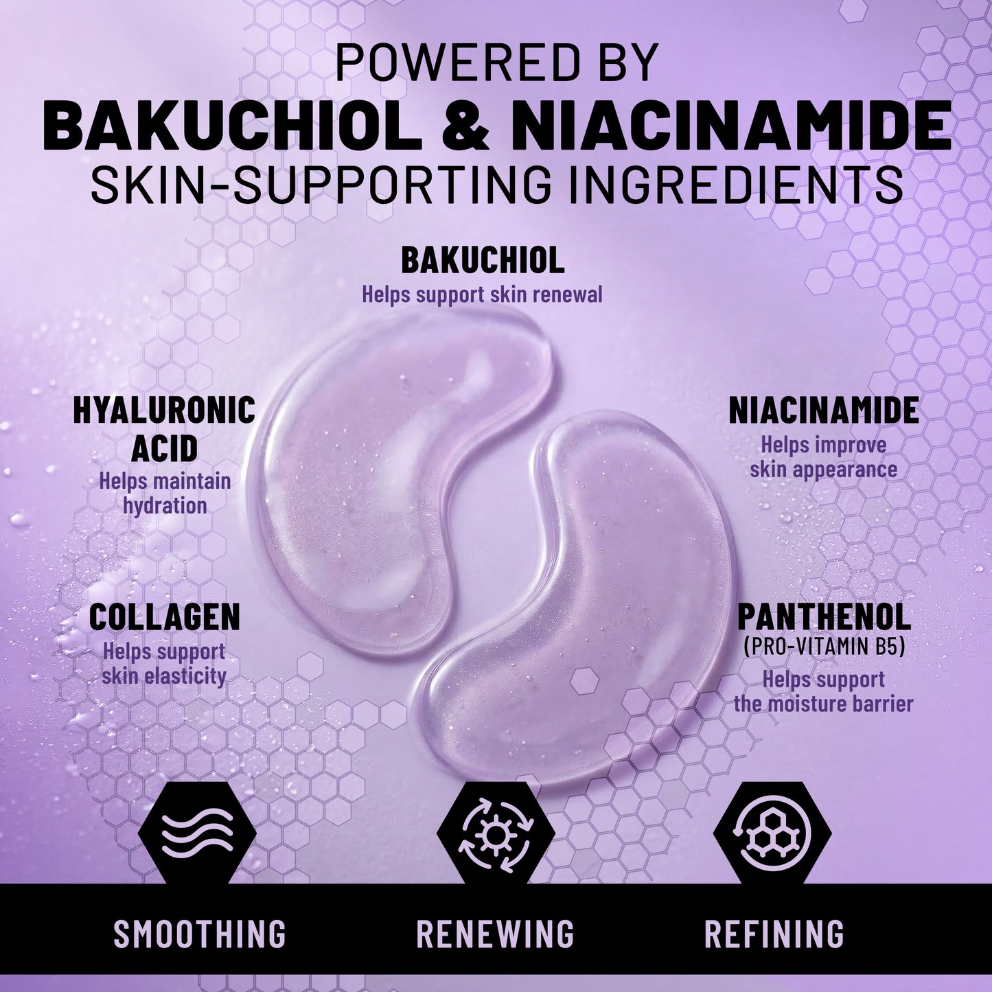 Hydrogel Eye Patches, Smoothing & Renewing Under Eye Masks with Bakuchiol & Niacinamide, 60 Patches