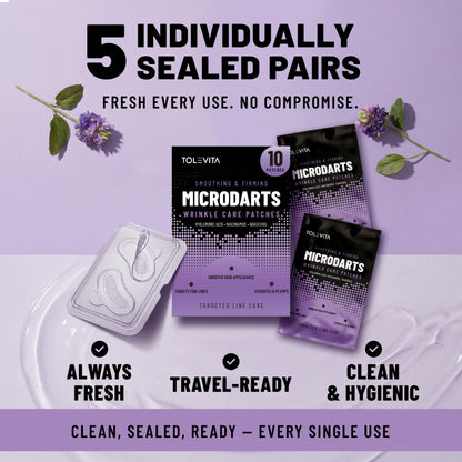 Microdarts Wrinkle Patches, Smoothing & Firming Patches with Bakuchiol, Hyaluronic Acid & Niacinamide, 10 Patches