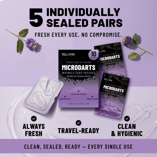 Microdarts Wrinkle Patches, Smoothing & Firming Patches with Bakuchiol, Hyaluronic Acid & Niacinamide, 10 Patches
