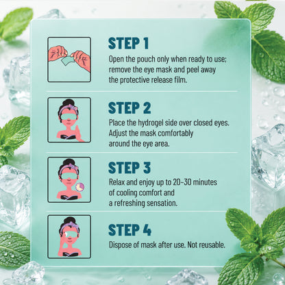 Refresh Eye Mask, Cooling & Refreshing Hydrogel Eye Mask with Mint Extract, 20 Masks