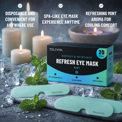 Refresh Eye Mask, Cooling & Refreshing Hydrogel Eye Mask with Mint Extract, 20 Masks