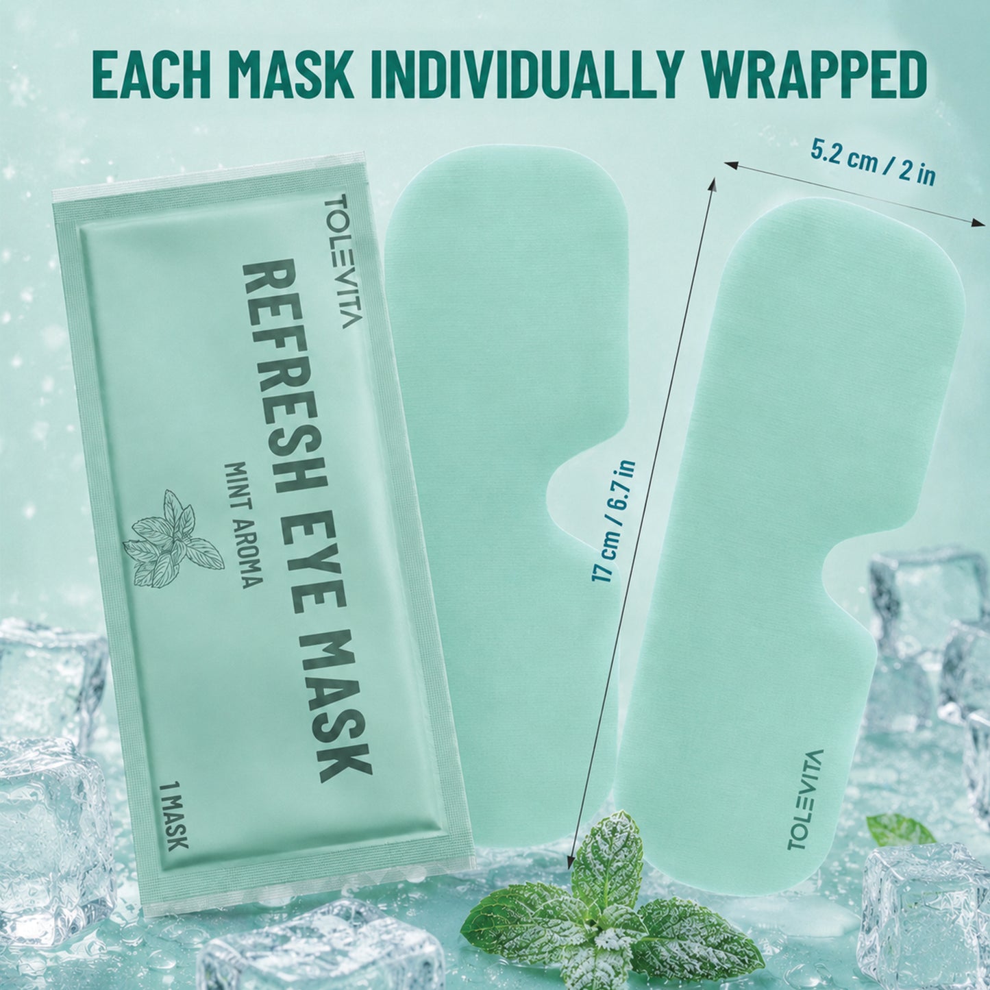 Refresh Eye Mask, Cooling & Refreshing Hydrogel Eye Mask with Mint Extract, 20 Masks