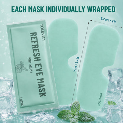 Refresh Eye Mask, Cooling & Refreshing Hydrogel Eye Mask with Mint Extract, 20 Masks