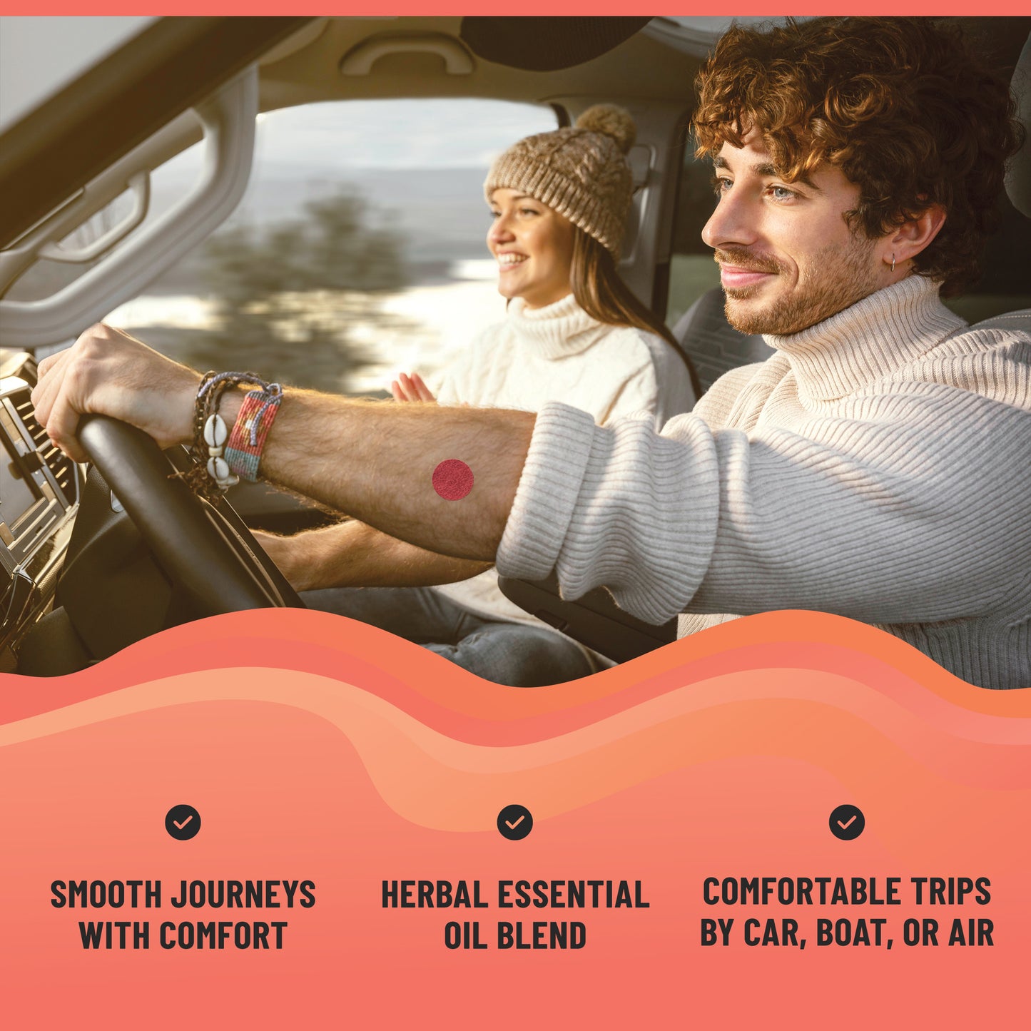 Motion Sickness Patches Herbal Essential Oil Patch with Ginger, Peppermint & Sanchi, 36 patches