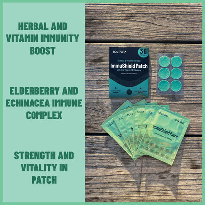 ImmuShield Patches Daily Wellness with Vitamin D3, Zinc & Plant Extracts, 36 patches