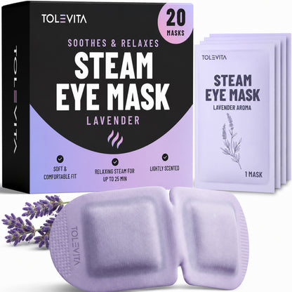Steam Eye Mask, Self-Heating & Soothing Eye Mask for Relaxation & Eye Fatigue Relief, 20 Masks