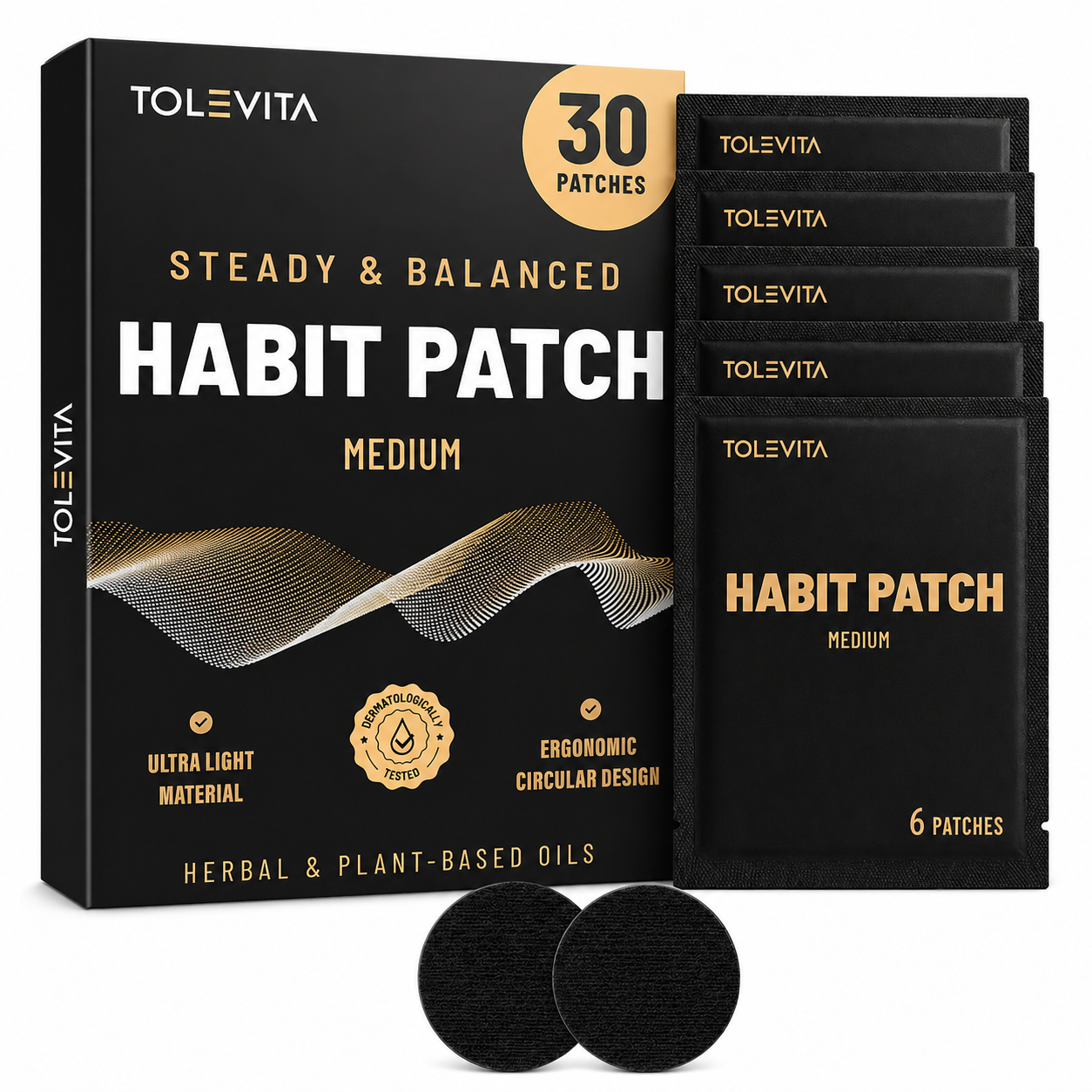 Habit Patch Anti-Smoke Wellness Patches, Daily Sensory & Balance Support with Siberian Ginseng, Peppermint & Essential Oils, 30 Patches