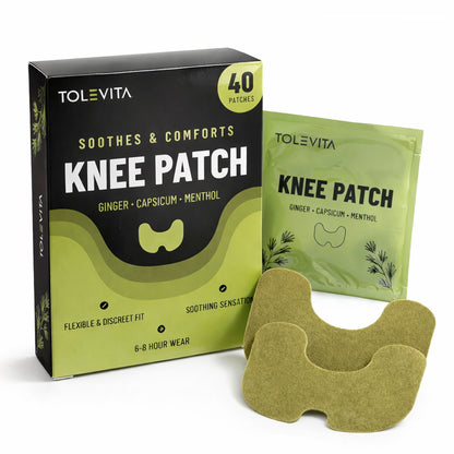 Knee Patches, Warming & Cooling Knee Patches for Soothing Comfort with Ginger, Capsicum & Menthol, 40 Patches