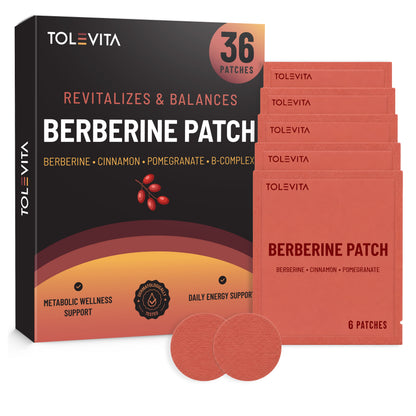 Berberine Patches, Daily Wellness & Metabolic Support with Berberine, B-Complex & L-Glutamine, 36 Patches