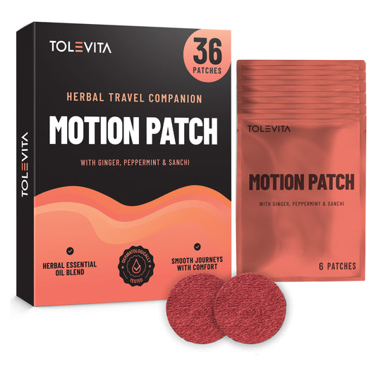 Motion Sickness Patches Herbal Essential Oil Patch with Ginger, Peppermint & Sanchi, 36 patches