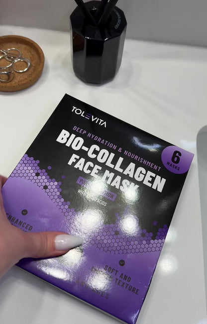 Bio-Collagen Hydrogel Face Mask, Hydrating & Nourishing Mask with Collagen, Hyaluronic Acid & Niacinamide, 6 masks