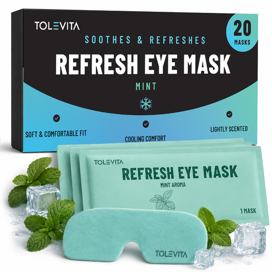 Refresh Eye Mask, Cooling & Refreshing Hydrogel Eye Mask with Mint Extract, 20 Masks